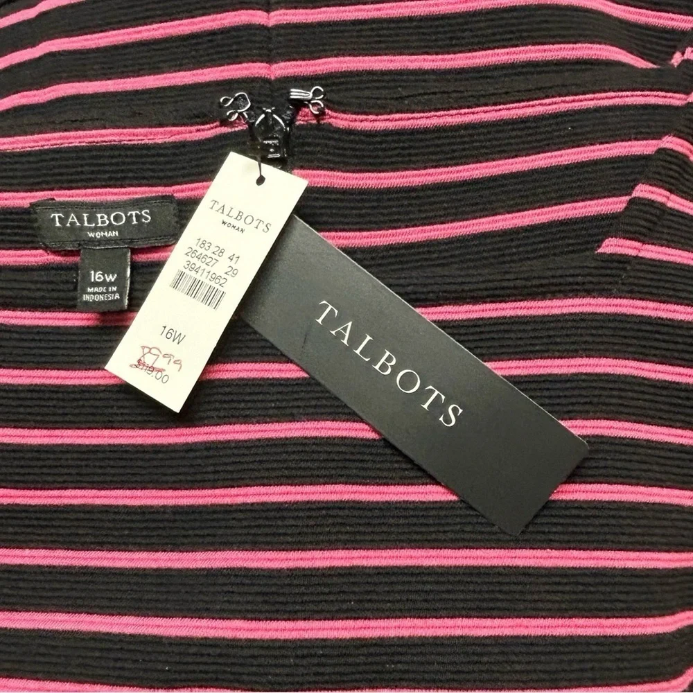 J.Crew Women’s Navy Blue Stripe Cotton Stretch ‎Dress Size 16W NWT